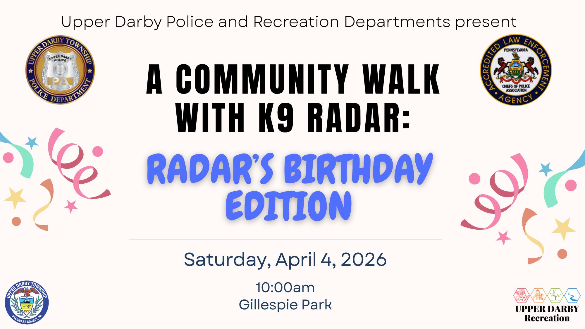 Doggone fun: Upper Darby to hold birthday walk for K9 Radar